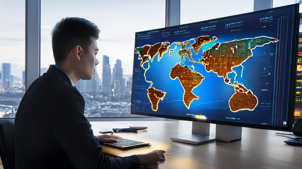 现代化办公室中，营销经理使用钉钉AI录音笔DingTalk A1优化邮件营销，提升回复率