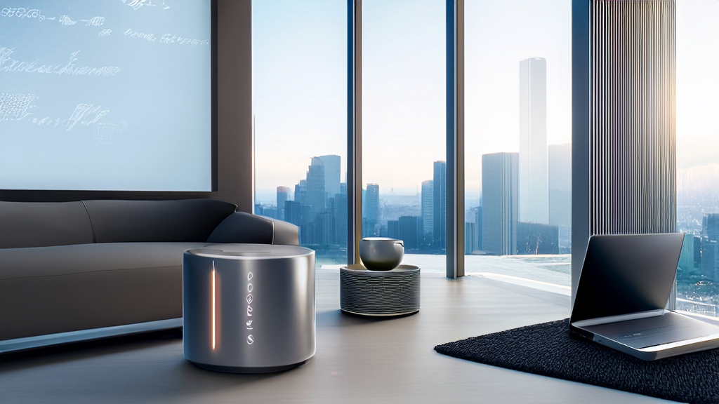 Scene of AI-optimized email marketing in a smart home environment