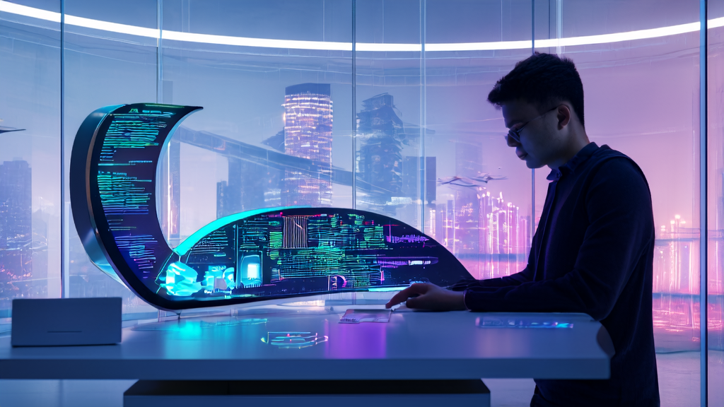 未来办公室中的创业者使用AI优化邮件营销技术,结合Hume EVI3语音模型提高客户触达率