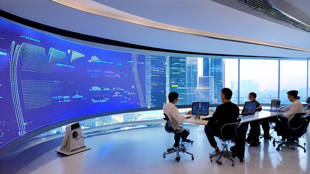 Modern office with researchers using AI to optimize email marketing strategies