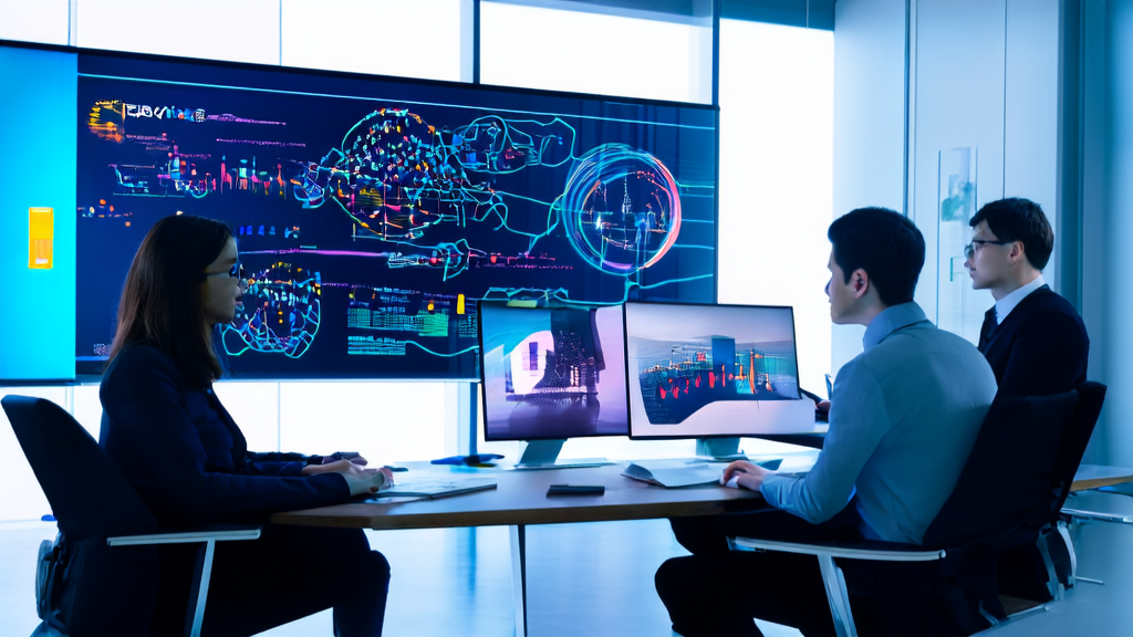 Team discussing AI-optimized email marketing strategies in a modern office