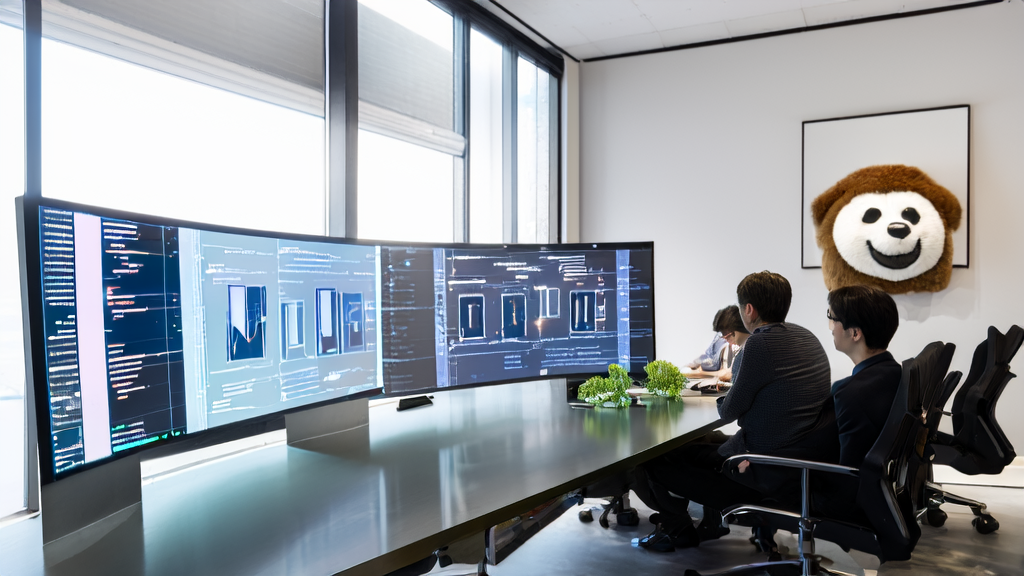 Tech professionals discussing AI-optimized high-conversion email strategies in a modern office