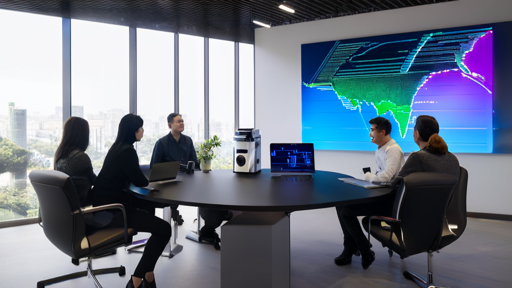 员工们在办公室中使用AI优化邮件营销策略