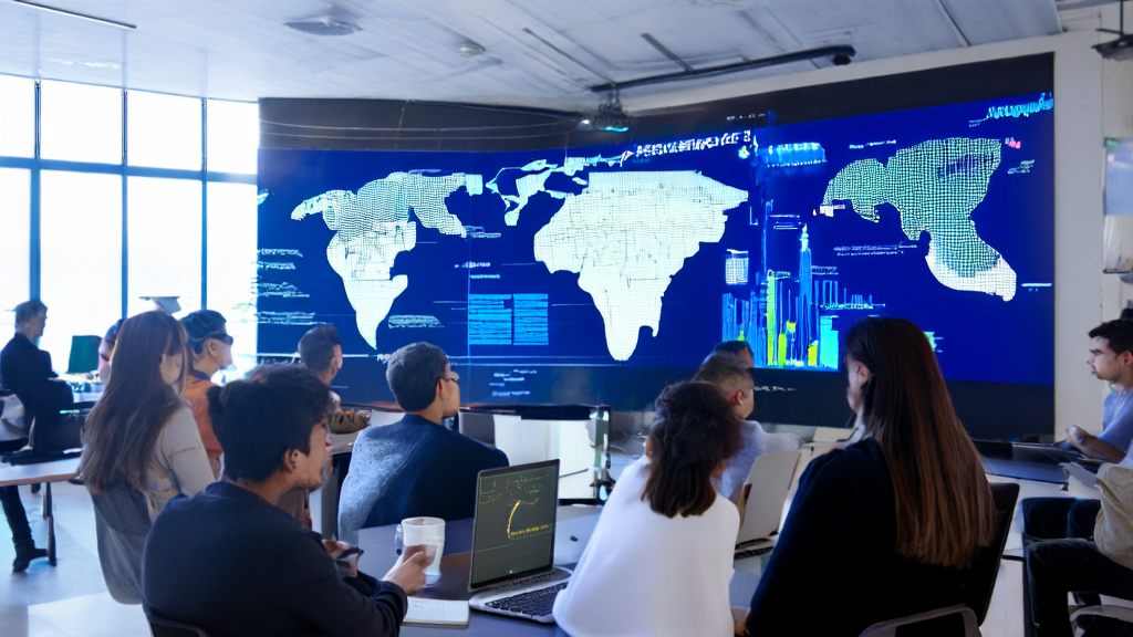 使用AI技术优化海外市场获客效率的团队讨论场景