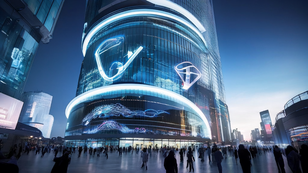 A futuristic city scene showcasing AI-powered personalized marketing, highlighting JD's open-source multi-agent system JoyAgent-JDGenie