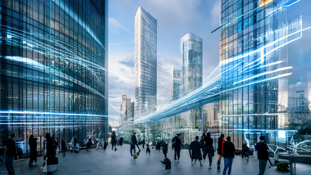 AI-powered e-commerce acquisition system: Opal leading the future trend, showcased in a modern cityscape