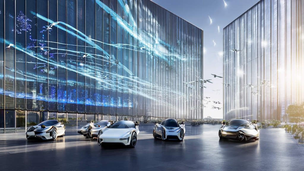 未来科技园区中，特斯拉人形机器人Optimi正在协助多语言AI内容生成系统工作，实现全球化高效获客。