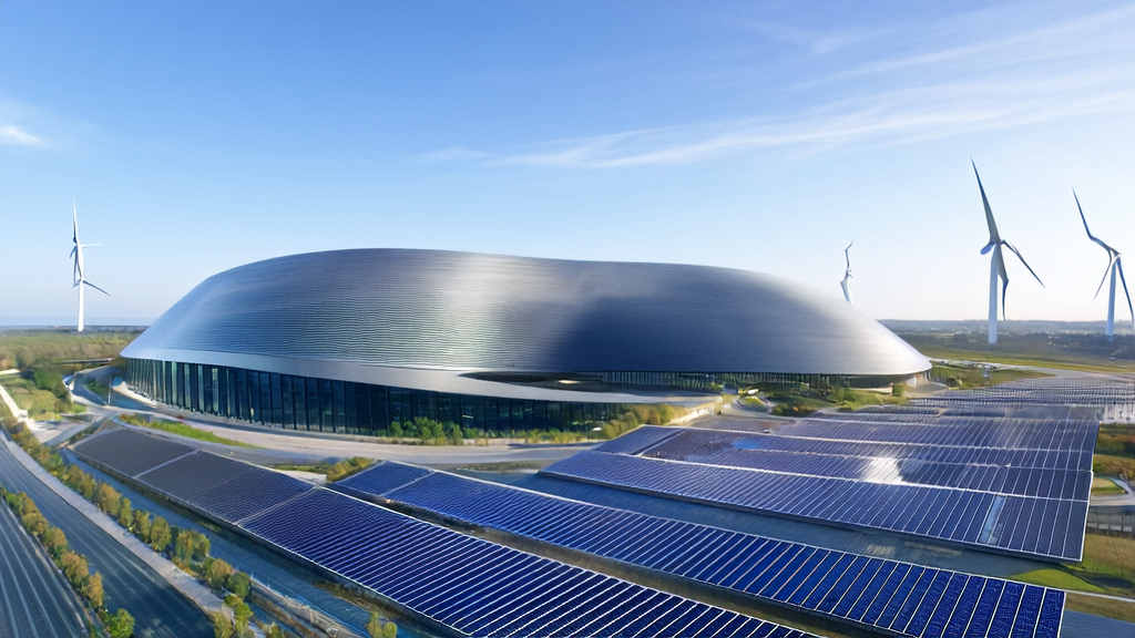 AI精准获客2025：广告优化与清洁能源的融合，展示数据中心和太阳能农场的未来城市景象