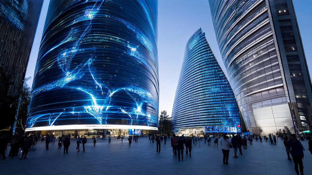 AI precise customer acquisition and advertising optimization in a futuristic city