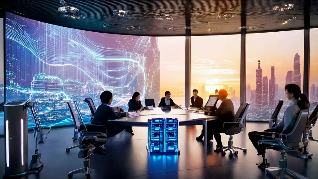 Professionals in a modern office discussing AI precise acquisition and ad targeting optimization strategies