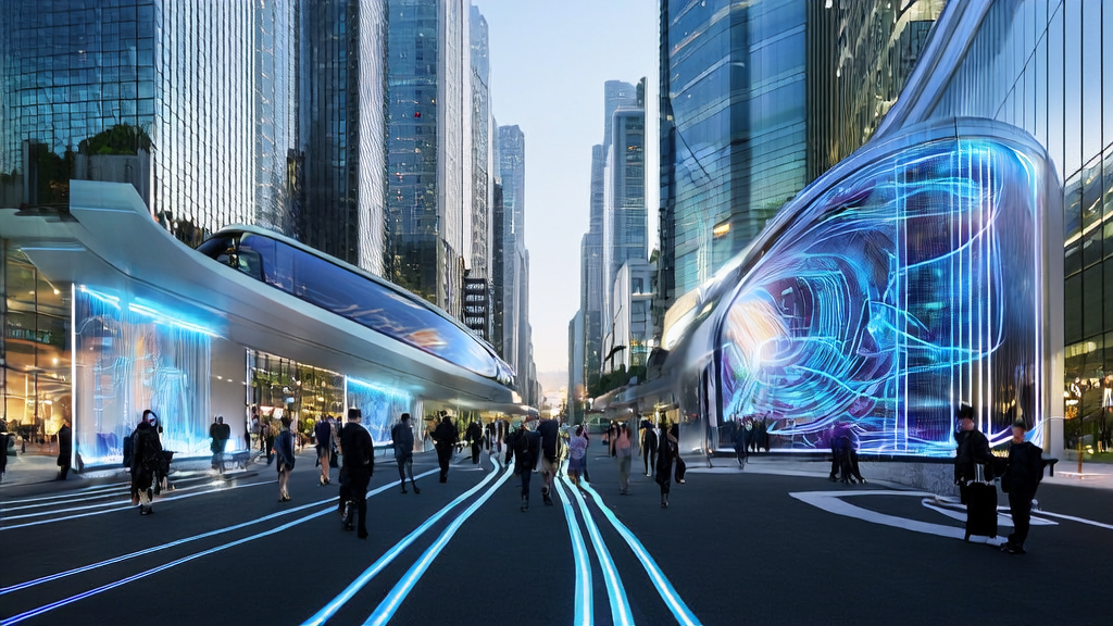 A futuristic city scene utilizing AI for precise advertising placement