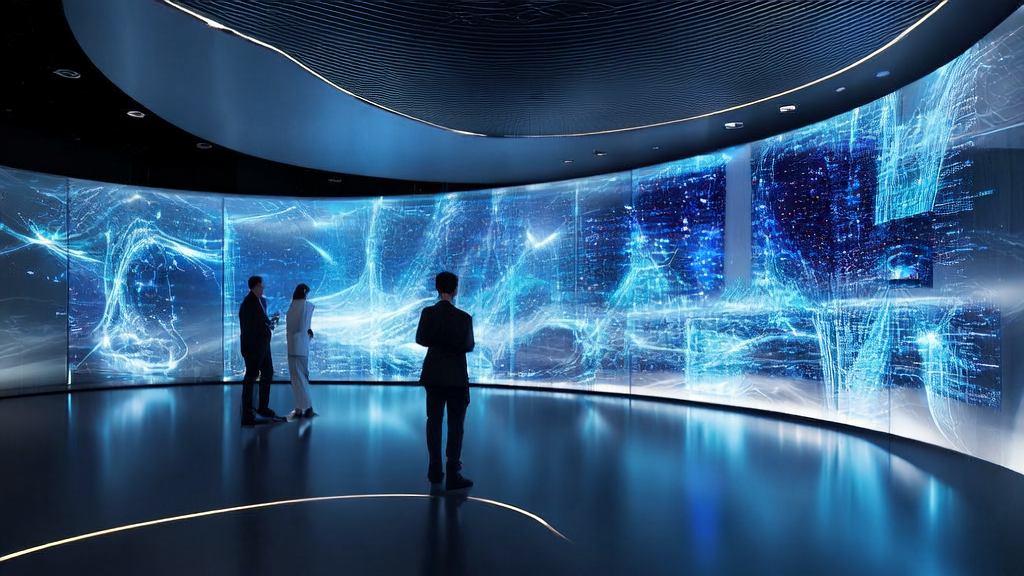 A futuristic office showcasing how the "World Model" revolutionizes email marketing and AI precise acquisition