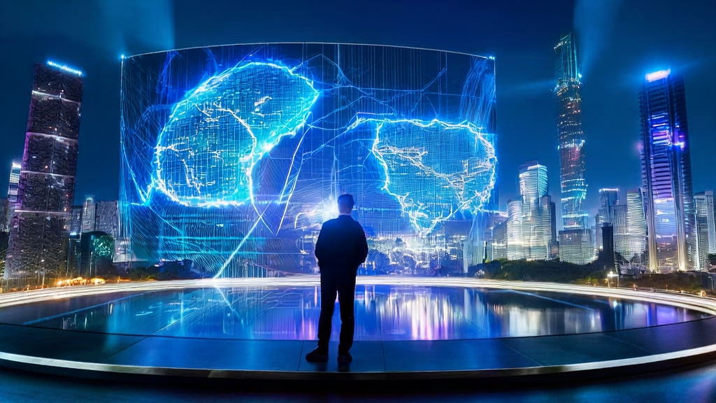 未来城市中的年轻创业者利用AI技术进行精准获客和邮件营销