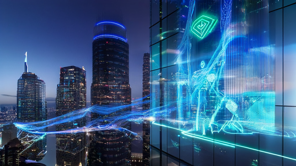 未来城市中的跨境电商公司利用AI技术进行精准广告投放