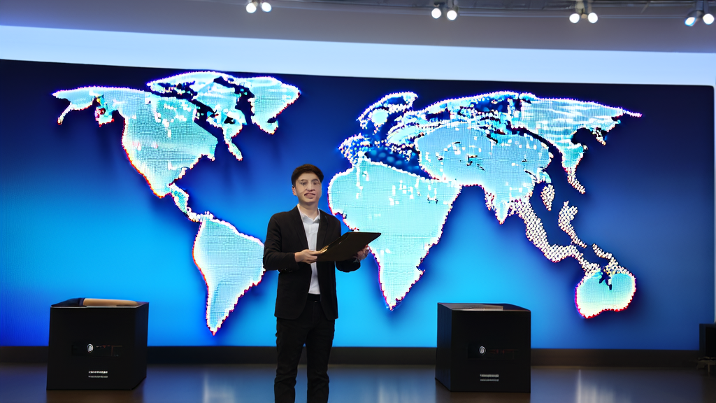 A futuristic e-commerce entrepreneur analyzing global customer data using AI-driven customer acquisition technology