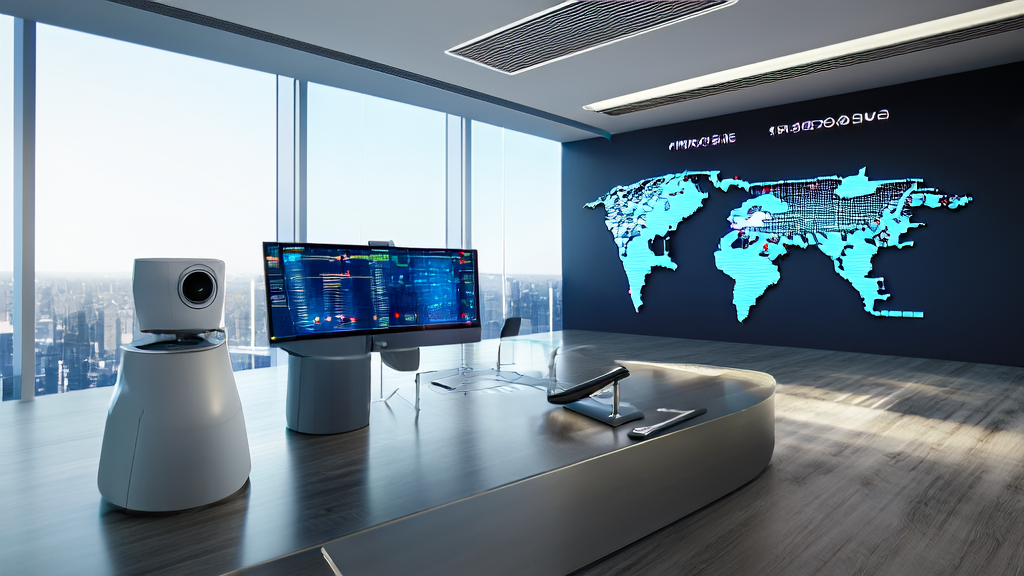 现代化办公室内员工利用AI技术进行精准获客和市场分析