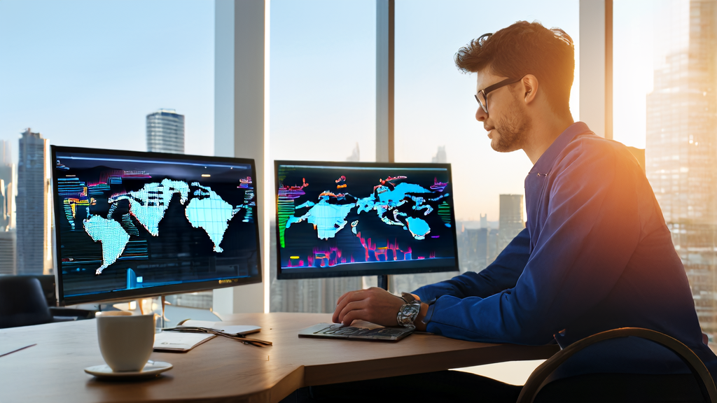 阳光下的现代化办公室，展示AI技术在客户获取中的应用