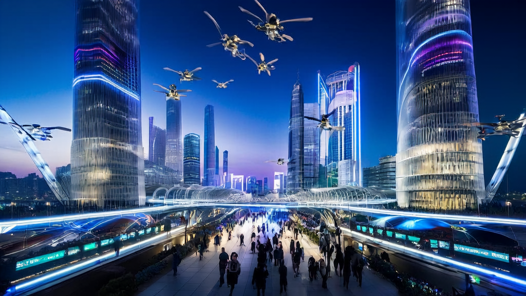 未来城市的智能场景，展示小米HyperAI荣获全球互联网大赛特等奖及AI在跨境电商邮件营销中的应用