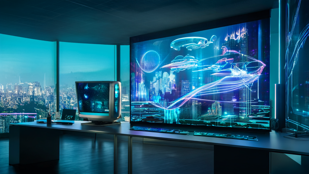 现代化办公室内的AI精准获客系统,展示跨境电商如何利用AI技术突破增长瓶颈