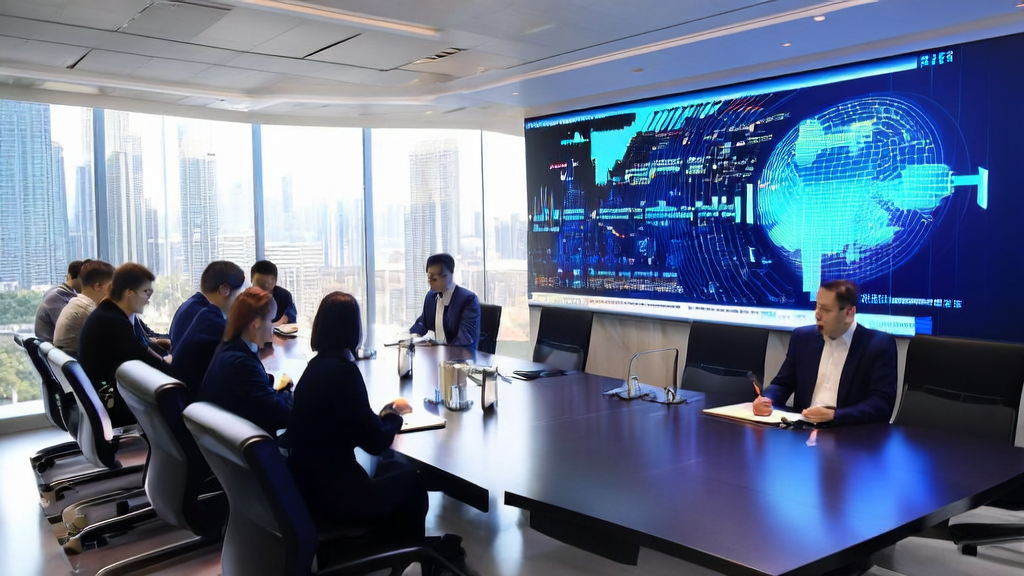 外贸企业员工在现代化办公室中讨论如何利用AI技术实现精准获客