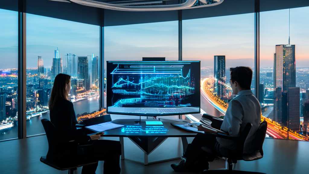 现代化办公室中，创业者们利用AI技术进行精准获客，实现低成本高转化