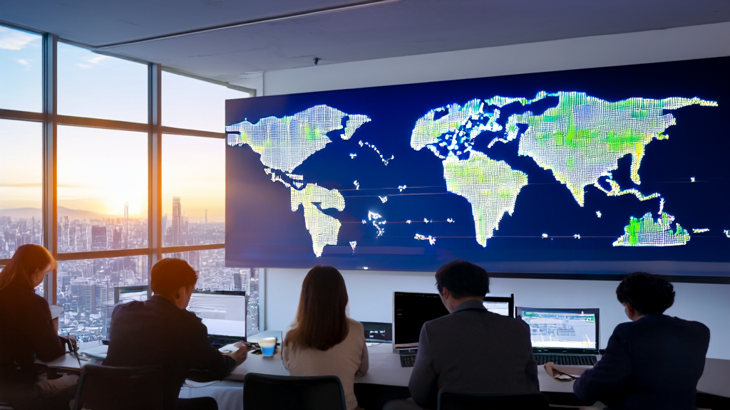 In a modern office, employees are discussing AI customer prediction models to achieve precise customer acquisition and cost-effective high conversion.