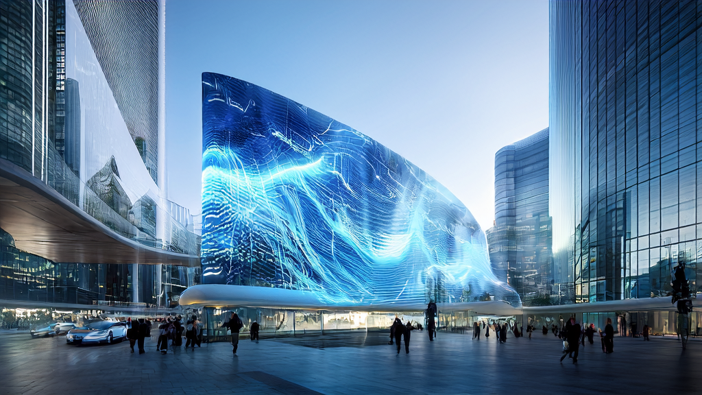 一家充满科技感的广告公司内部,展示AI精准获客的数据分析和广告策略讨论