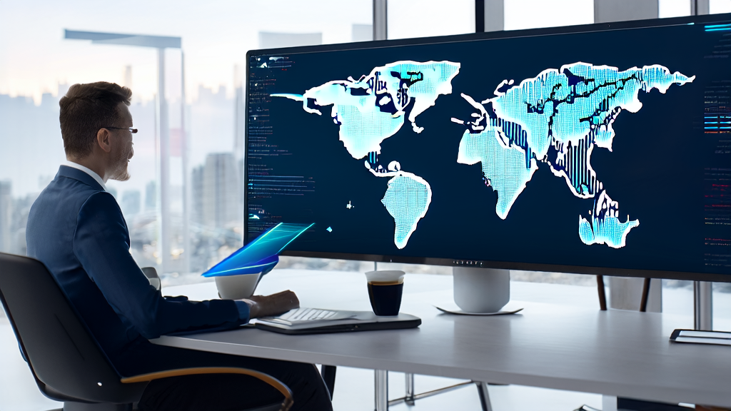 Data analyst in a modern office using AI prediction model to optimize email marketing strategies