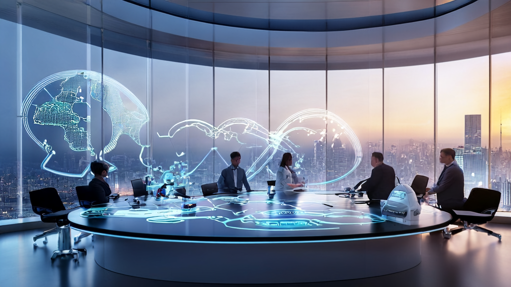 Engineers in a meeting room using AI prediction models to screen high-quality clients for business growth