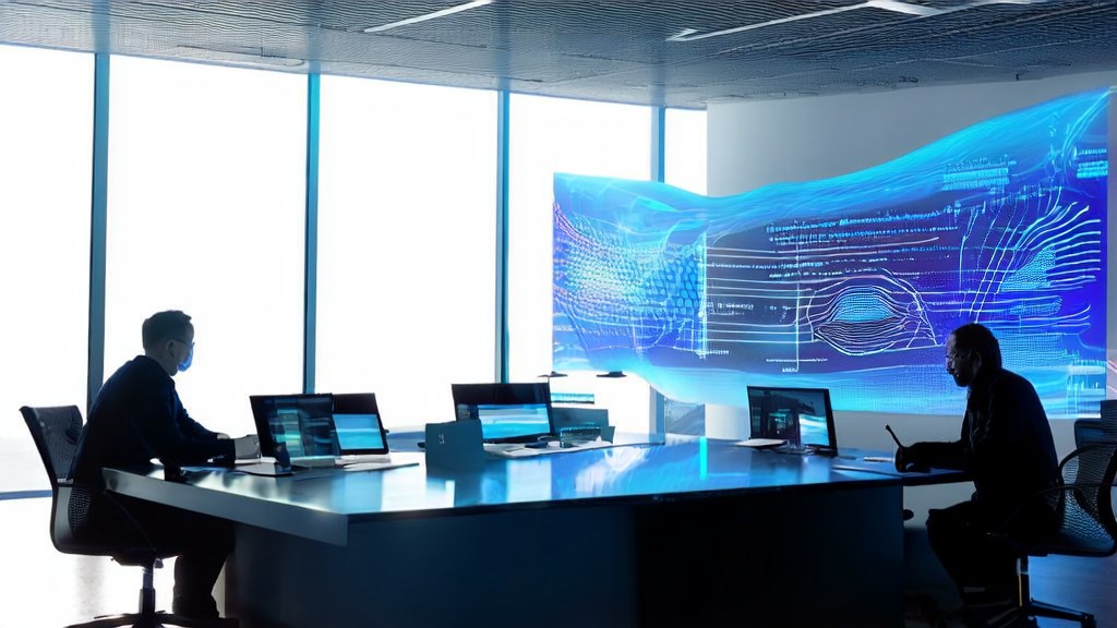 数据科学家在现代化办公室中使用AI预测模型筛选优质客户