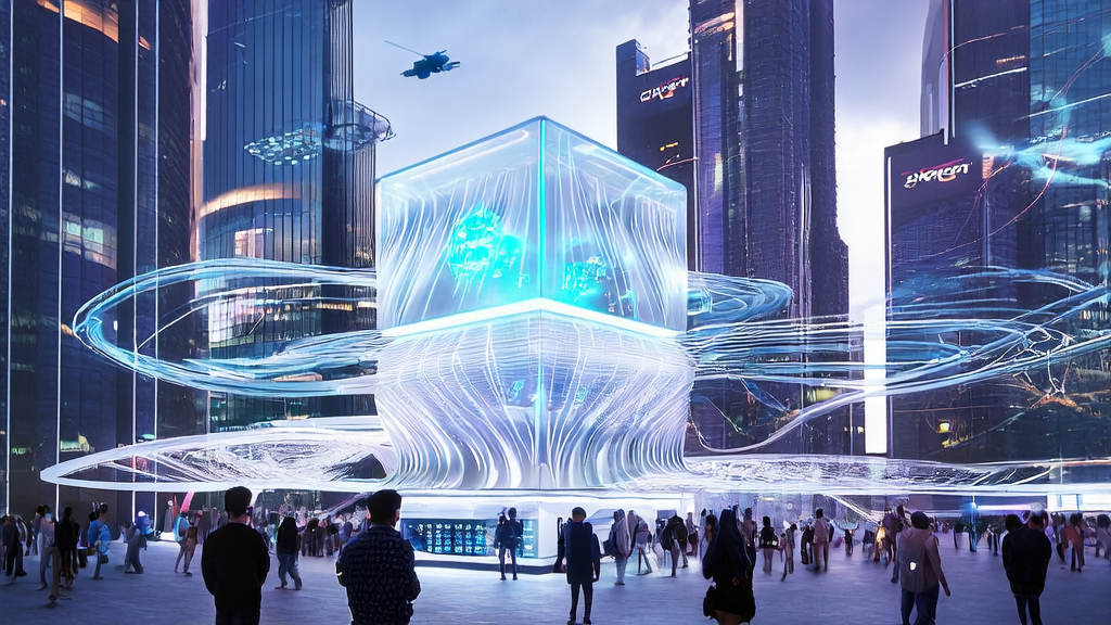 Futuristic city scene using AI prediction models to capture high-quality customers