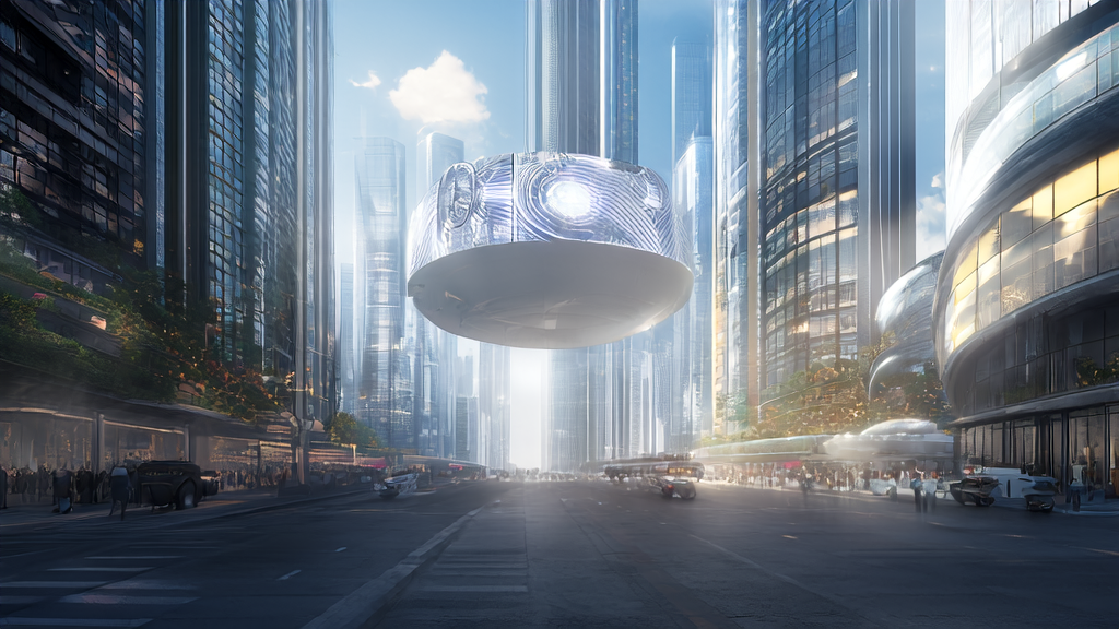 未来城市中展示个性化邮件模板的高科技场景