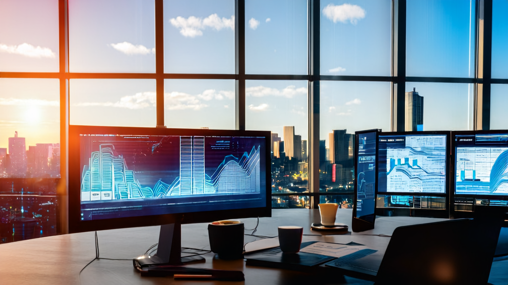 展示AI智能获客系统在现代化办公环境中的应用，突显其对跨境电商销售的重要作用。