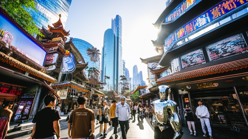 东南亚城市的街头景象，展示AI智能获客系统在当地的广泛应用