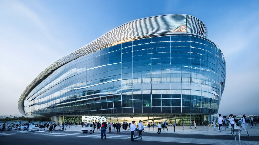 AI智能获客系统设备在科技园区中运行，视障人士使用中国移动“灵犀”电子导盲犬获得智能导航服务