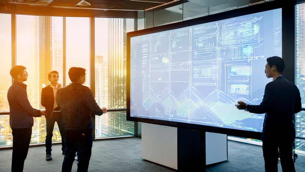 In a modern office, entrepreneurs are discussing the AI smart acquisition system, exploring how precise matching technology can improve customer acquisition efficiency.