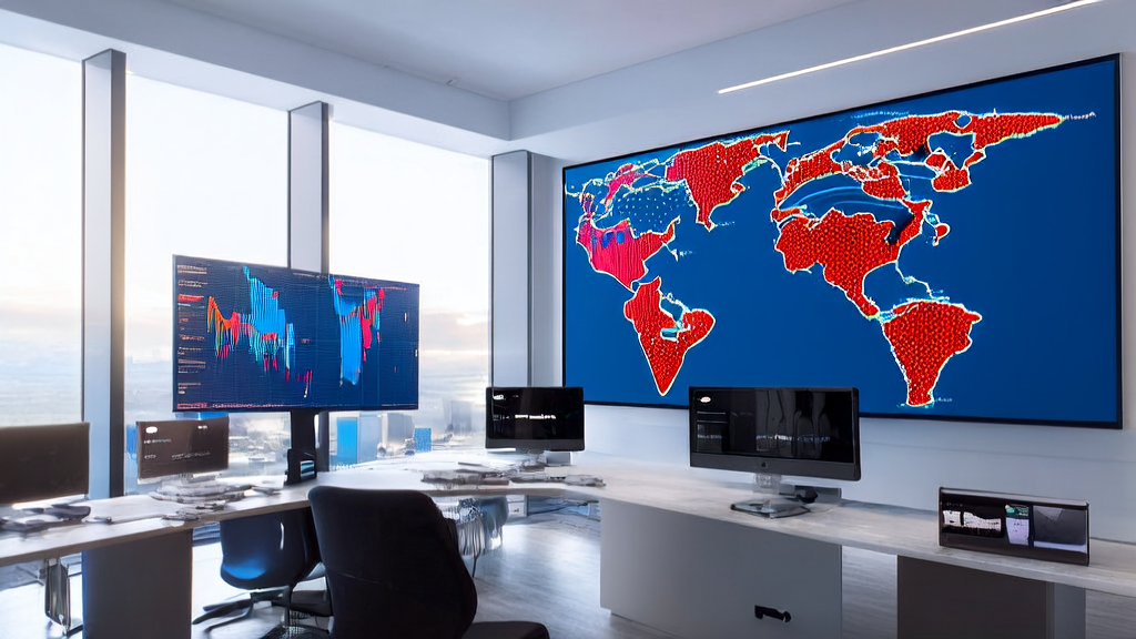 Showcasing the application of AI smart acquisition system in a modern office to enhance automated marketing for cross-border commerce