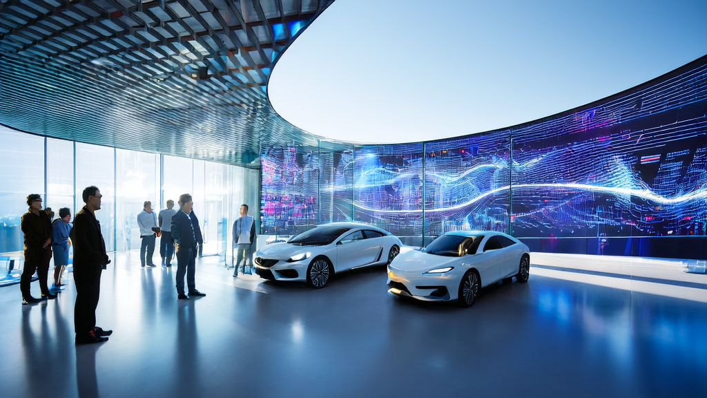 Illustrates the application of AI smart acquisition system in cross-border e-commerce email marketing, combined with Qualcomm and Harman's intelligent car technology, highlighting precise marketing and efficient customer acquisition.