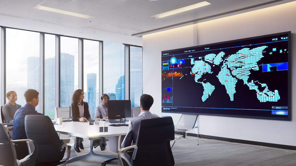 Illustrating how the AI smart acquisition system helps foreign trade enterprises precisely target international market customers and enhances customer experience through dual digital human interactive live streaming rooms