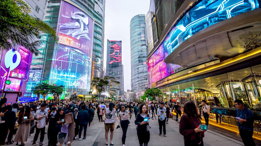 东南亚市场中利用AI智能获客系统提升销售效率的现代化电商公司办公大楼