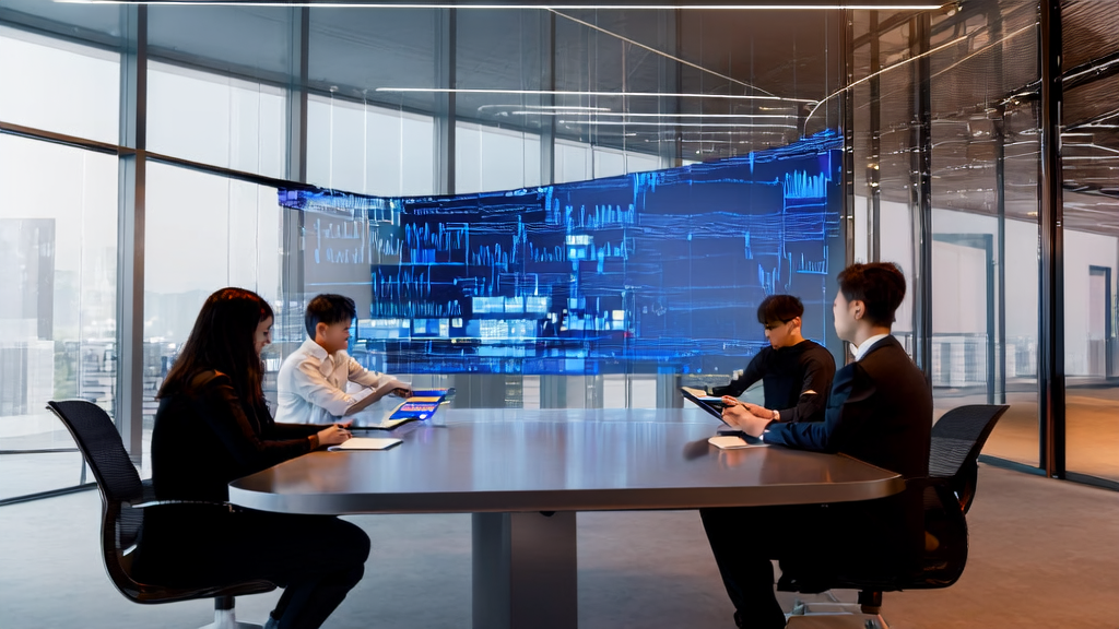 AI-powered customer acquisition system in a modern office, showcasing high-conversion email strategies and the open-source Grok 2.5 model by Musk's xAI.