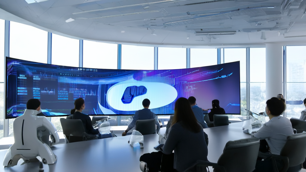 AI smart acquisition system in a modern office, showcasing real-time data analysis and efficient customer acquisition processes