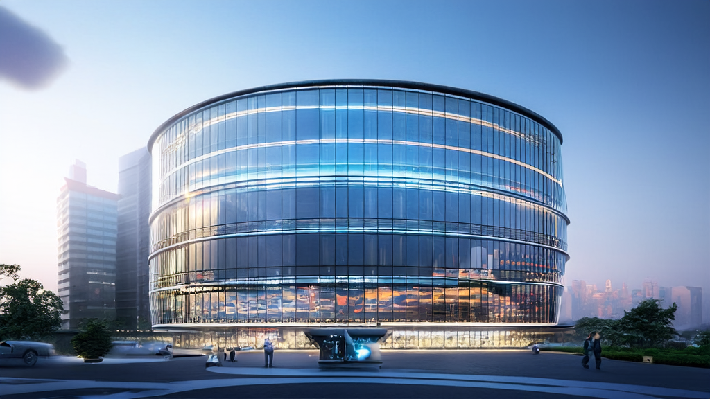 An AI-powered customer acquisition system operates efficiently in a modern office building, helping the marketing manager to screen high-quality potential customers and create personalized marketing strategies.