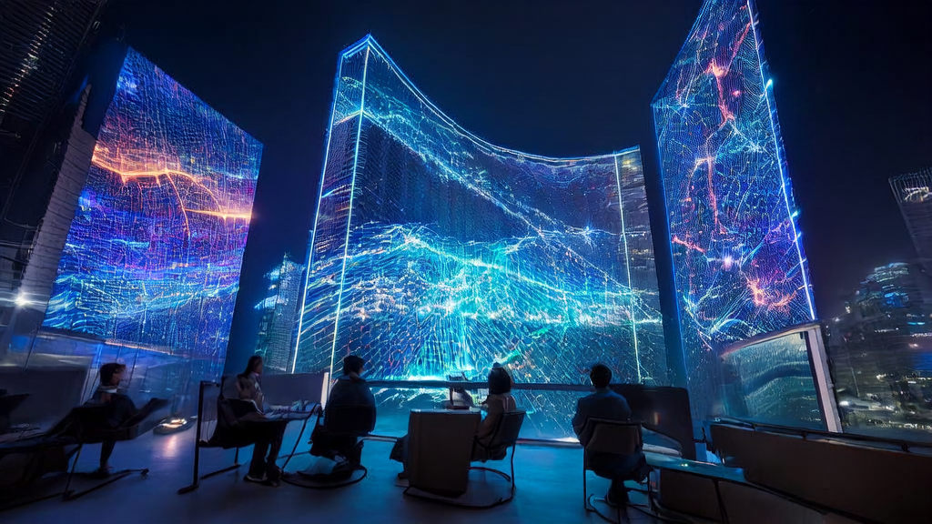 AI智能获客系统正在重塑跨境电商的获客新途径，展示复杂的数据分析和全球市场布局。