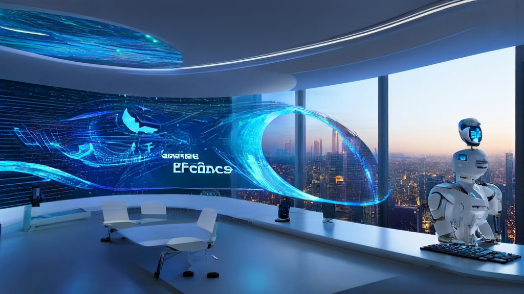 未来办公室中工程师们正在使用AI智能获客系统优化跨境电商营销