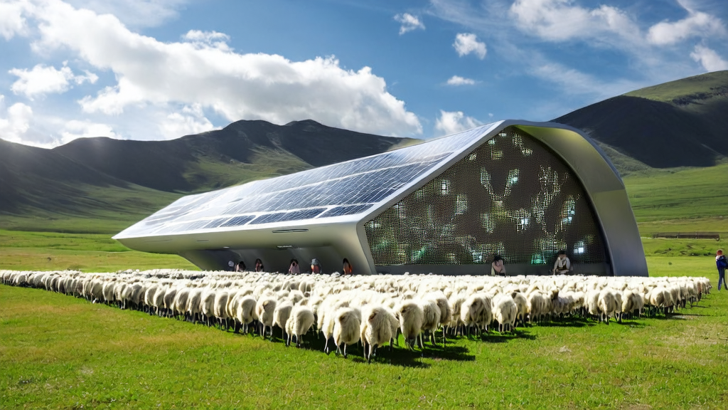 智能农场中，牧羊人使用AI智能获客系统远程监控羊群并进行跨境电商营销