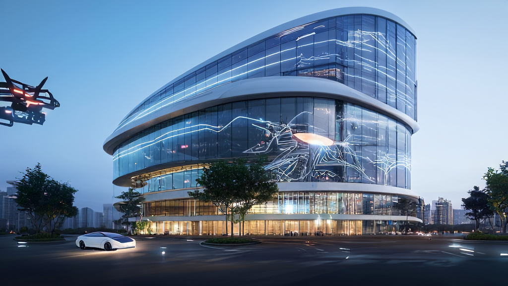 The application of AI smart customer acquisition system in a modern city, showcasing its innovation in the new energy sector and web browsing experience.