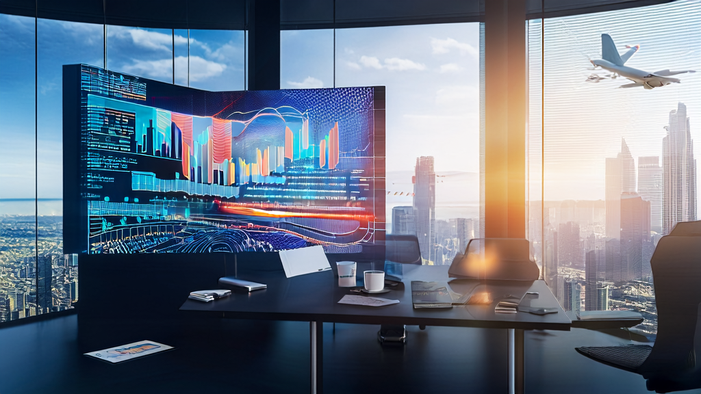 Modern office scene showcasing the use of AI technology to enhance B2B acquisition efficiency for export companies