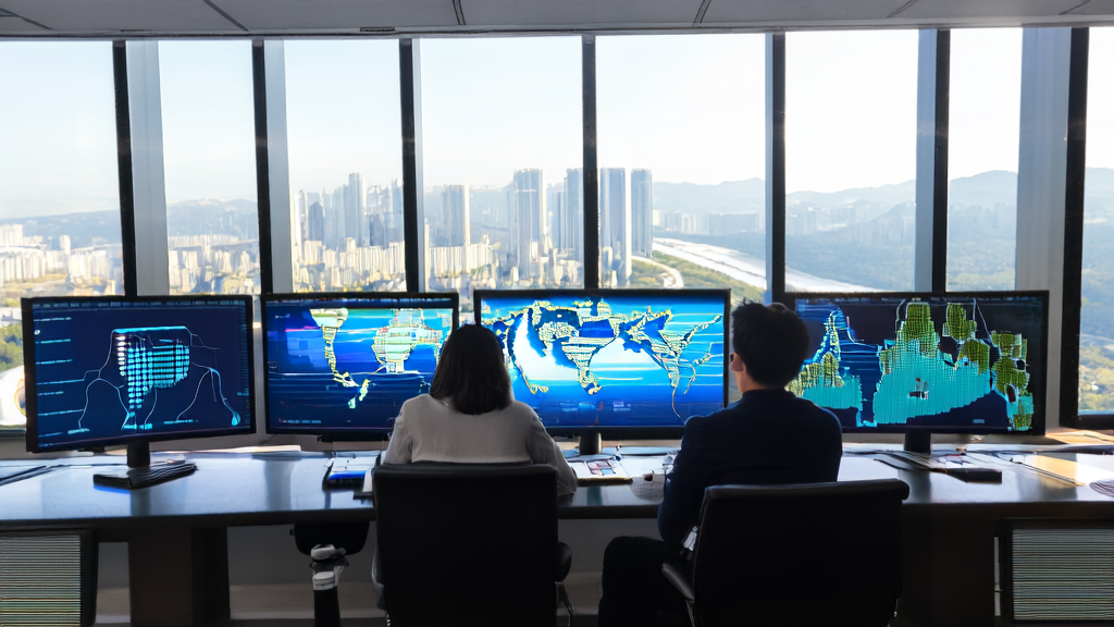A modern office bathed in sunlight, where team members discuss enhancing cross-border commerce sales using AI data analysis