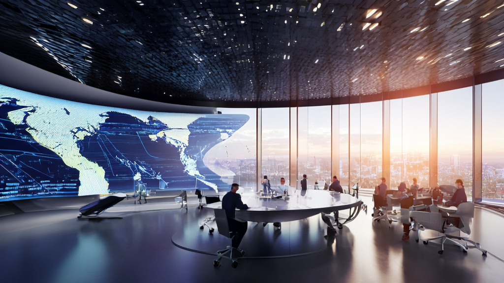 利用AI技术优化跨境电商销售的现代化办公室场景